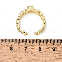 Brass Micro Pave Cubic Zirconia Cuff Open Rings for Women&nbsp;CU-CBAE7DF-42G