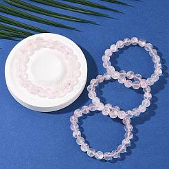 天然ローズクォーツラウンドビーズストレッチブレスレット（女性用）  内径：2-1/8インチ（5.45cm）&nbsp;BJEW-Q056-01A