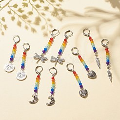 Natural Malaysia Jade with Alloy Charm Long Dangle Leverback Earrings&nbsp;EJEW-JE04909