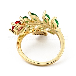 Cubic Zirconia Rose of Life Open Cuff Ring&nbsp;RJEW-E046-26G