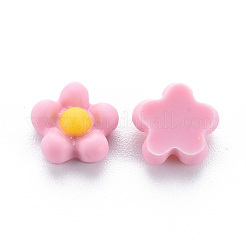 オペーク樹脂カボション  花  ミックスカラー  7.5x7.5x3.5mm&nbsp;CRES-Q216-004