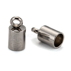変色しにくい304ステンレススチールコードエンド  エンドキャップ  ステンレス鋼色  8x4mm  穴：2mm  内径：3mm&nbsp;STAS-M242-12