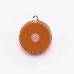 樹脂チャーム  合金パーツ  模造食品  イチゴのドーナツ  濃いピンク  25x21x14mm  穴：2mm&nbsp;RESI-WH0020-01A