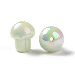 UVメッキレインボー虹色不透明アクリルビーズ  キノコ  薄緑  14.5x12.5mm  穴：1.6mm&nbsp;OACR-C010-07D