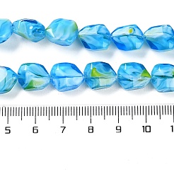 手作りゴールドパウダー入りランプワークビーズ連売り  ナゲット  空色  12x11x7mm  穴：1mm  約50個/連  23.62''（60センチメートル）&nbsp;LAMP-U001-01A