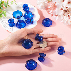 透明ガラスビーズキャップ6セット  マルチ花弁花  風鈴作りに  ブルー  22.5x20.5mm  穴：2mm  2個/セット&nbsp;GLAA-BY0001-07F