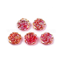 透明な腹筋プラスチック ビーズ  片穴  花  レッド  15x16x6.5mm  穴：1.2mm&nbsp;KY-G019-01D