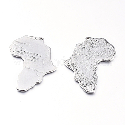 変色しにくい304ステンレススチールの大きなペンダント  アフリカの地図  ステンレス鋼色  53x42.5x2mm  穴：2.5mm&nbsp;STAS-F240-18P