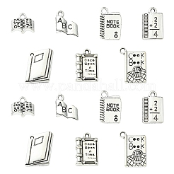 教師の日のためのチベットスタイルの合金ペンダント60個  本  アンティークシルバー  11~19x10.5~14x1.5~3.5mm  穴：1.2~2mm&nbsp;TIBEP-FS0001-22