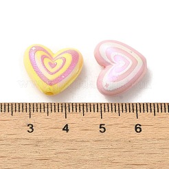 メッキABアクリルビーズ  ハート  ミックスカラー  14.5x17x7.5mm  穴：2.3mm&nbsp;X-OACR-B020-03