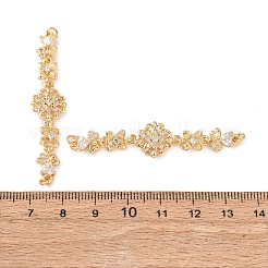 Brass Micro Pave Clear Cubic Zirconia Connector Charms&nbsp;KK-Z142-09G