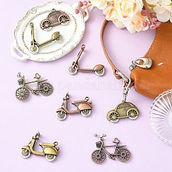 8pcs8スタイルチベットスタイルアロイペンダント  車/自転車のチャーム  ミックスカラー  26~47x35~44.5x6~18mm  穴：2~2.5mm  1個/スタイル&nbsp;FIND-CJ0005-92