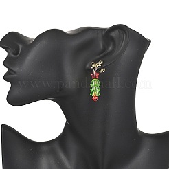 Christmas Tree Glass & Acrylic Beads Dangle Stud Earrings&nbsp;EJEW-JE06671