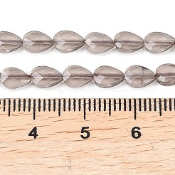 天然石スモーキークォーツビーズ連売り  ティアドロップ  多面カット  6x4x2.5mm  穴：0.6mm  約63個/連  14.96''（38センチメートル）&nbsp;G-A303-A04-01