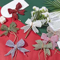28Pcs 7 Colors Burlap Bowknot Ornament Accessories&nbsp;HJEW-AR00010