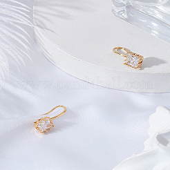 2Pcs Brass Cubic Zirconia Square Dangle Earrings&nbsp;EJEW-LP0007-019G-01