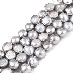 天然養殖淡水パールビーズ連売り  染め  研磨両側  ライトグレー  7~9x5~6mm  穴：0.8mm  約45~50個/連  13.7インチ&nbsp;PEAR-R064-24