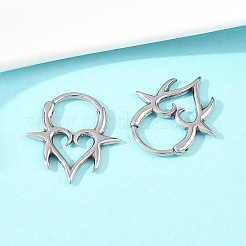 Spiked Heart 316 Stainless Steel Cartilage Earrings&nbsp;AJEW-C044-13AS