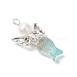 Mermaid-shape Angel Spray Painted Glass Pendants&nbsp;PALLOY-JF03778