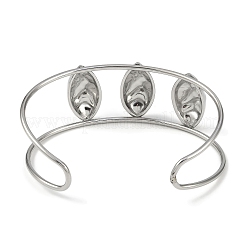 Non-Tarnish 304 Stainless Steel Wide Hollow Textured Horse Eye Opaen Cuff Bangles&nbsp;BJEW-Q348-06P-02
