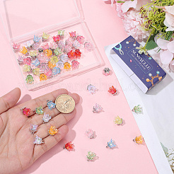 72個9色アクリルパーツ  花のチャーム  合金のパーツと  プラチナ  12.2x11.1mm  8個/カラー&nbsp;OACR-SC0002-38A