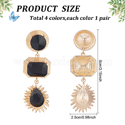 4 Pairs 4 Colors Oval & Teardrop & Rectangle Rhinestone Dangle Stud Earrings&nbsp;EJEW-AN0003-05