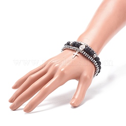 3Pcs 3 Style Natural Lava Rock & Synthetic Hematite Stretch Bracelets Set&nbsp;BJEW-JB08692