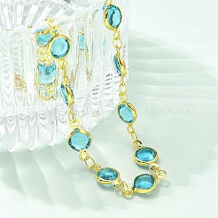 304 Stainless Steel Flat Round Acrylic Rhinestone Cup Chain Anklets for Women&nbsp;AJEW-B031-02G-03
