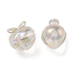 UVメッキレインボー虹色アクリルビーズ  ツートンカラーの二層ビーズ  桃  クリアAB  18x17.5x16mm  穴：3.5mm&nbsp;OACR-F004-02G