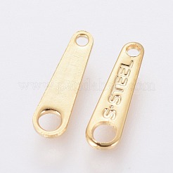 304ステンレススチールチェーンタブ  チェーン延長コネクター  ゴールドカラー  10x3x0.6mm  穴：0.8mmと1.6mm&nbsp;X-STAS-L234-011G
