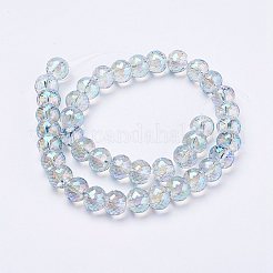 電気メッキガラスビーズ連売り  フル虹メッキ  ファセットロンデル  ライトシアン  8x6mm  穴：1mm  約39個/連  7.8インチ（20cm）&nbsp;EGLA-P027-FR06