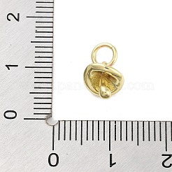 本物の18K金メッキラックメッキ真鍮エナメルチャーム  丸カン付き  長持ちメッキ  鉛フリー＆カドミウムフリー  きのこチャーム  ホワイト  9x7.5x7.5mm  穴：3mm&nbsp;KK-M293-23G-03