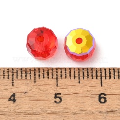 透明なガラスビーズを電気  多面カット  ABカラー  ロンデル  レッド  7.5x4.5mm  穴：1.2mm&nbsp;EGLA-P061-06A-AB06