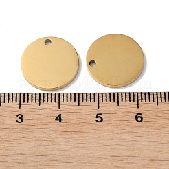 304ステンレスペンダント  空白タグのスタンプ  フラットラウンドのチャーム  18KGP本金メッキ  15x1.3mm  穴：1.6mm&nbsp;STAS-Q308-09J-G