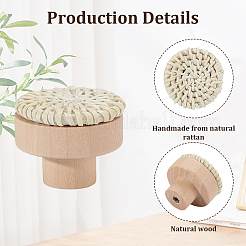 Rattan Woven & Wood Round Drawer Knobs&nbsp;DIY-WH20410-01B
