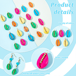 30Pcs 5 Colors Spray Painted Natural Cowrie Shell Pendants&nbsp;SSHEL-GA0001-15