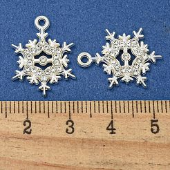 アロイ マイクロパヴェ クリア キュービックジルコニア ペンダント  スノーフレーク  銀  21x15.5x2.5mm  穴：1.6mm&nbsp;FIND-Z061-05S