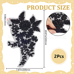 1Pair Polyester Paillette Embroidered Cloth Sew on Patches&nbsp;PATC-CY0001-02