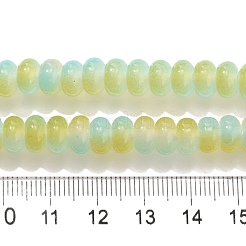 プリントガラスビーズ焼付塗装ガラスビーズ連売り  ロンデル  薄緑  8x4.5mm  穴：1.2mm  約162個/連  29.92インチ（76cm）&nbsp;DGLA-C003-01J