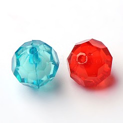 透明なアクリルビーズ  二層ビーズ  多面カット  ラウンド  ミックスカラー  15mm  穴：2mm  約270個/500g&nbsp;TACR-S113-15mm-M