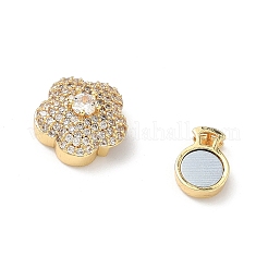 真鍮製マイクロパヴェクリアキュービックジルコニアマグネットクラスプ  18KGP本金メッキ  花  12.5x13x7mm&nbsp;KK-Z139-01G-02