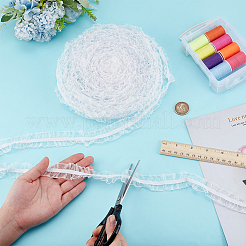 Polyester Elastic Pleated Lace Ribbon&nbsp;OCOR-WH0036-70B