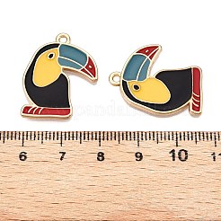 メッキ合金エナメルチャームラック  カドミウムフリー＆ニッケルフリー＆鉛フリー  ライトゴールド  鳥のチャーム  ブラック  25x20x2mm  穴：1.6mm&nbsp;ENAM-T020-21-RS