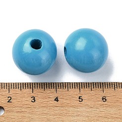 木製大穴ヨーロピアンビーズ  ラウンド  ディープスカイブルー  19~20x18mm  穴：4.2mm&nbsp;WOOD-D027-01D