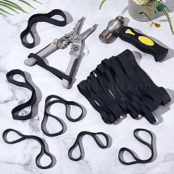 50個 4種類の合成ゴムバンド  ジュエリーツール  ブラック  15.5~22.5x0.9~2x0.15~0.2cm&nbsp;DIY-NB0014-91