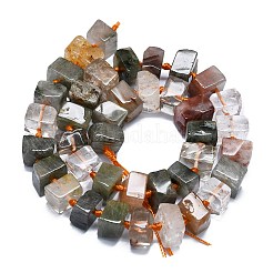 天然石ルチルクォーツビーズ連売り  正方形  10~12x10~12x6~9mm  穴：1mm  約47個/連  15.16~15.55''（38.5~39.5センチメートル）&nbsp;G-K245-F05-04