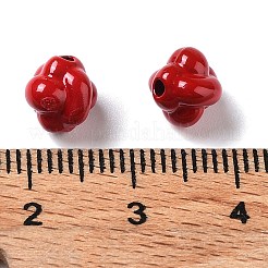 スプレー塗装された合金ビード  花  クリムゾン  7.5x7.5x4.5mm  穴：1.5mm&nbsp;PALLOY-H134-33