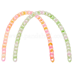 2 Strands 2 Colors Handmade Transparent Acrylic Curb Chains&nbsp;FIND-WR0002-26B