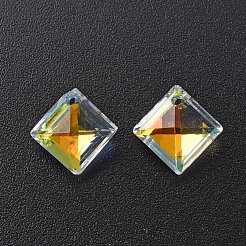 電気メッキガラスチャーム  シルバーメッキのボトム  多面カット  菱形  クリアAB  11x11x5mm  穴：1mm  84個/ボードについて  5ボード/ボックス&nbsp;EGLA-N006-021A-04