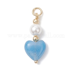 Natural Mashan Jade & Red Jasper & Sodalite & Rose Quartz & Howlite & Green Aventurine Pendants with Round Shell Pearl&nbsp;PALLOY-JF04996